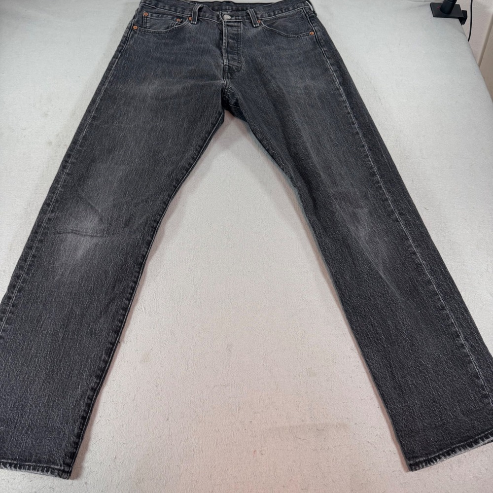 Levi's 501 '93 Straight Jeans Mens 32x32 Washed Black Button Fly Denim - Picture 1 of 12